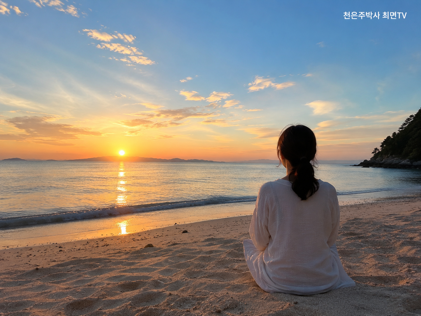 해변의 전경 이완 훈련 이미지