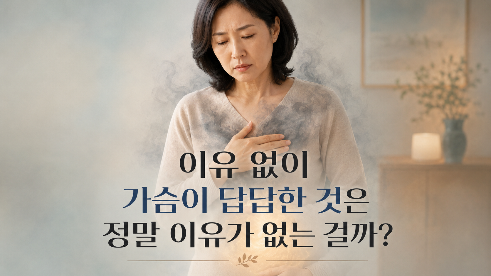 가슴 답답함의 심리적 원인을 설명하는 인사이트 썸네일 — 천은주 박사 최면심리센터