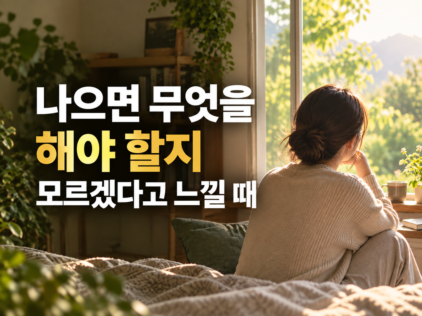 나으면 무엇을 해야 할지 모르겠다고 느낄 때 — 창가에서 편안한 일상을 생각하는 사람