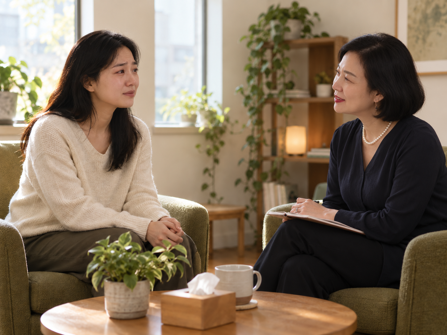 천은주 박사 사진을 바탕으로 구성한 상담 장면 이미지